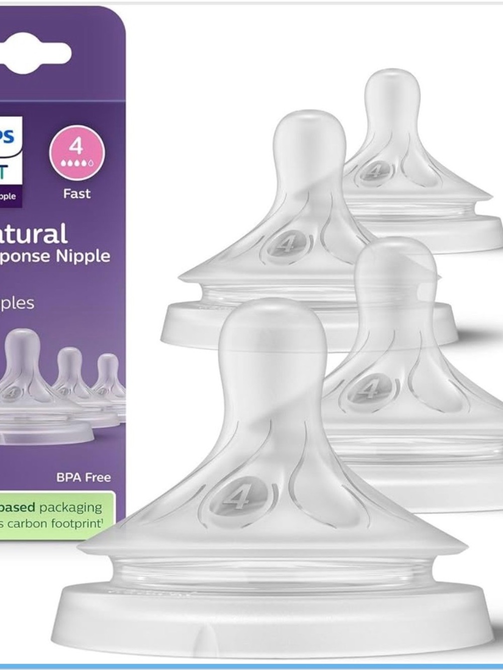 Philips Natural Response Clear Baby Bottle Nipples - Size 4 (Fast)